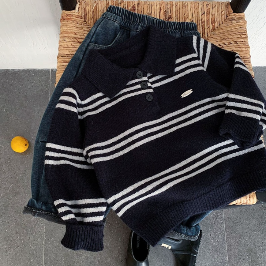 Classic Navy Stripe Collar Knit (Toddler/Kids)