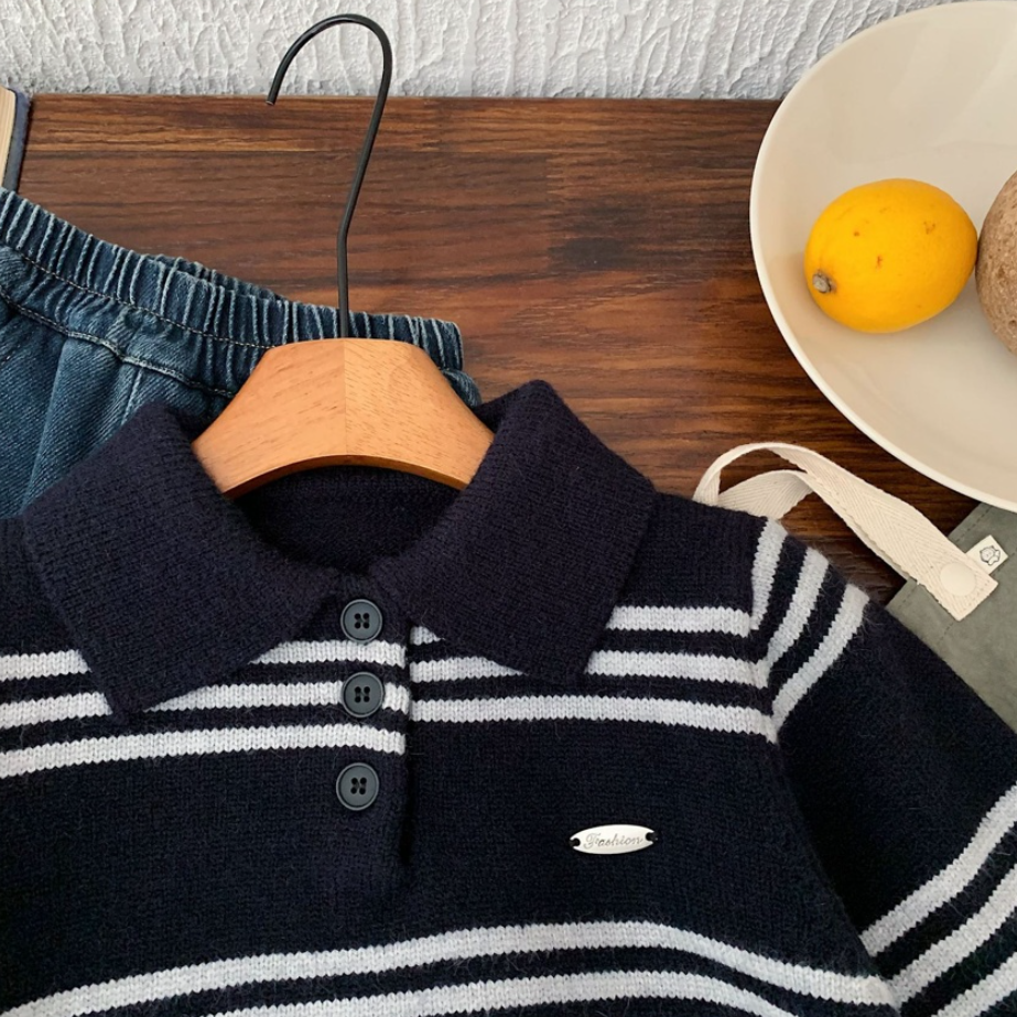 Classic Navy Stripe Collar Knit (Toddler/Kids)