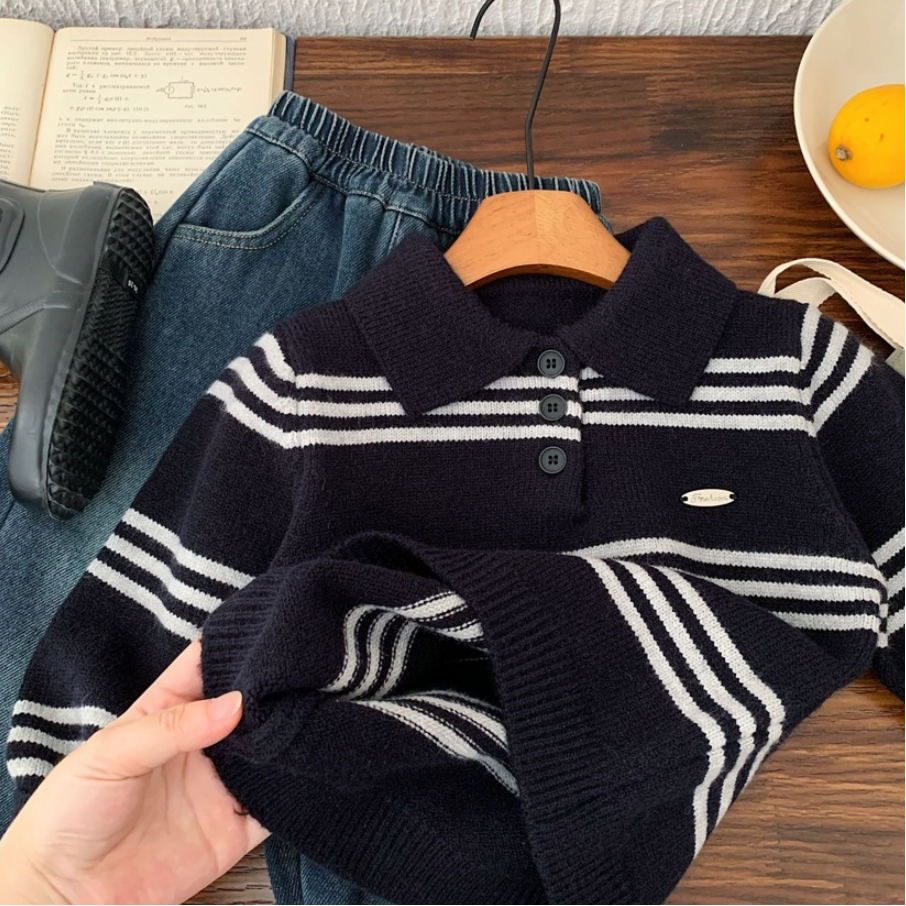 Classic Navy Stripe Collar Knit (Toddler/Kids)