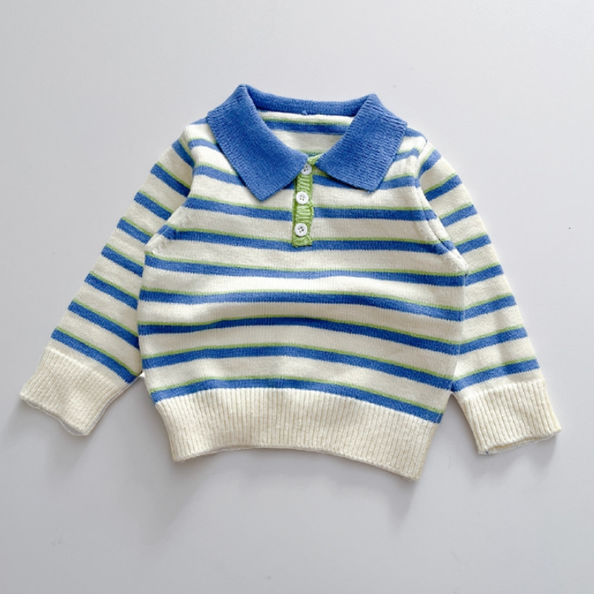 Stripe Collar Knit & Denim Set (Baby/Toddler/Kids)