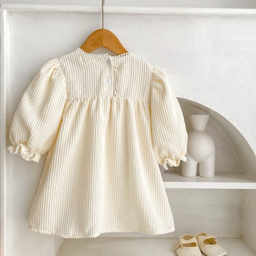 Sweet Embroidered Flower Corduroy Dress (Baby/Toddler/Kids)