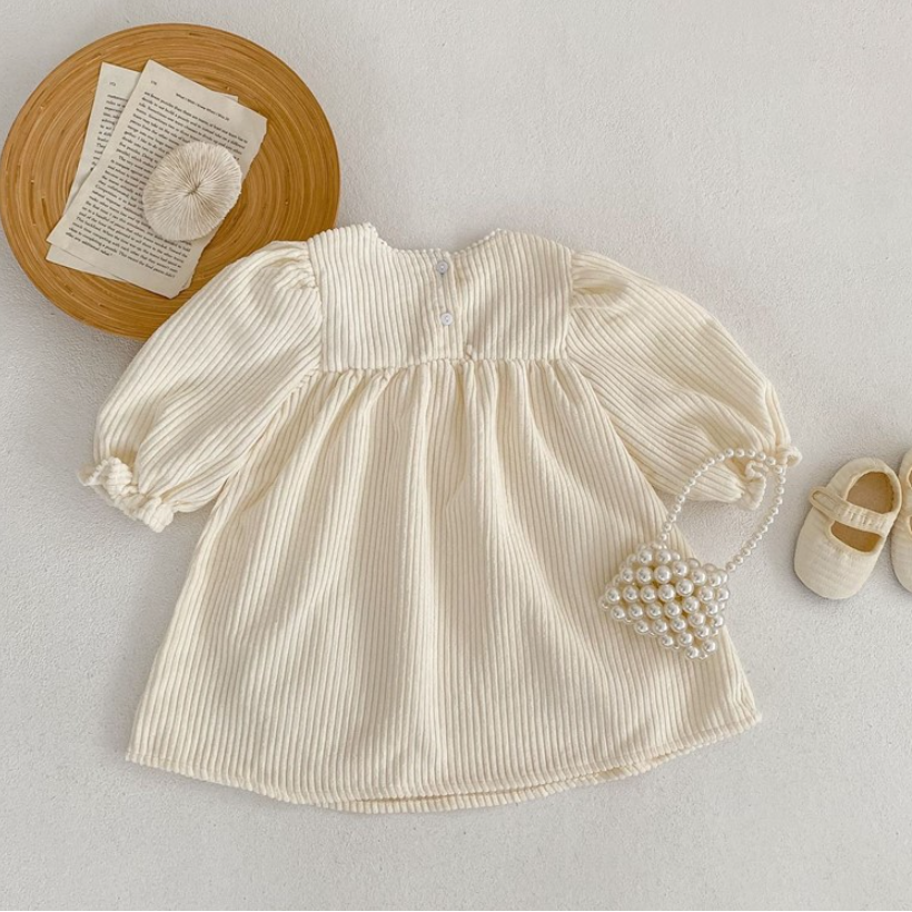Sweet Embroidered Flower Corduroy Dress (Baby/Toddler/Kids)