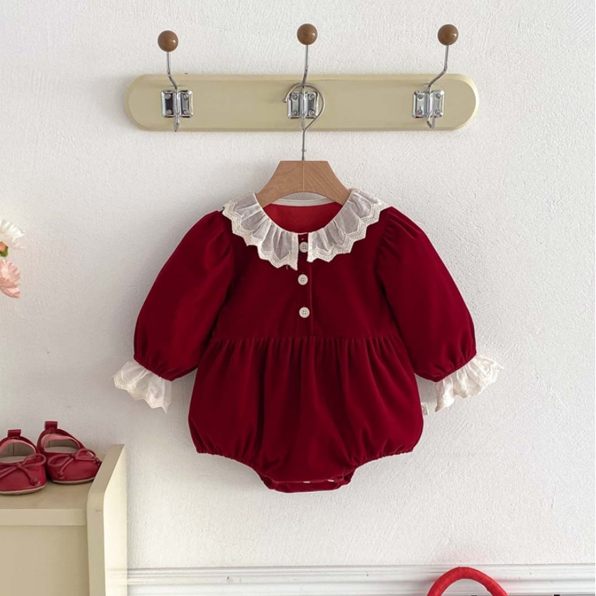 Elegant Ruby Lace Romper & Dress