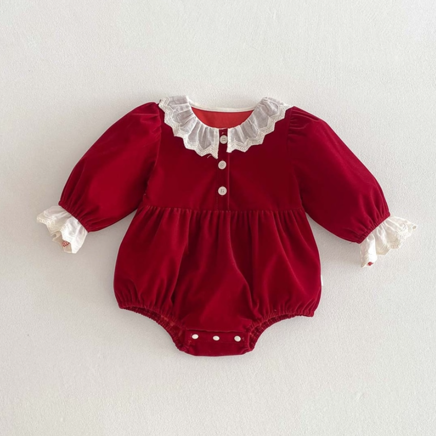 Elegant Ruby Lace Romper & Dress