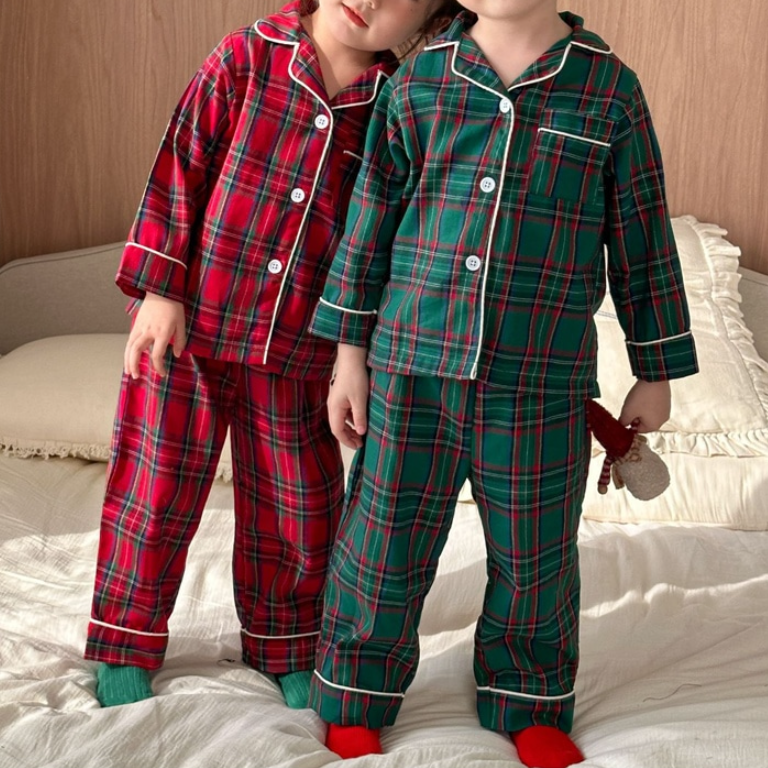 Festive Tartan Plaid Pajama Set (Kids/Junior)