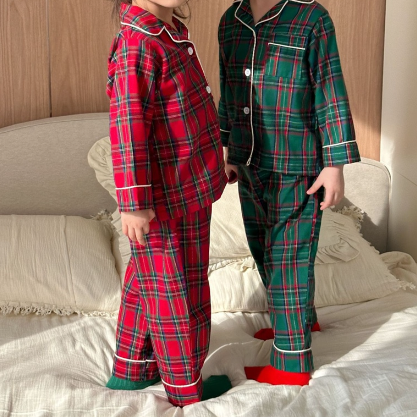 Festive Tartan Plaid Pajama Set (Kids/Junior)