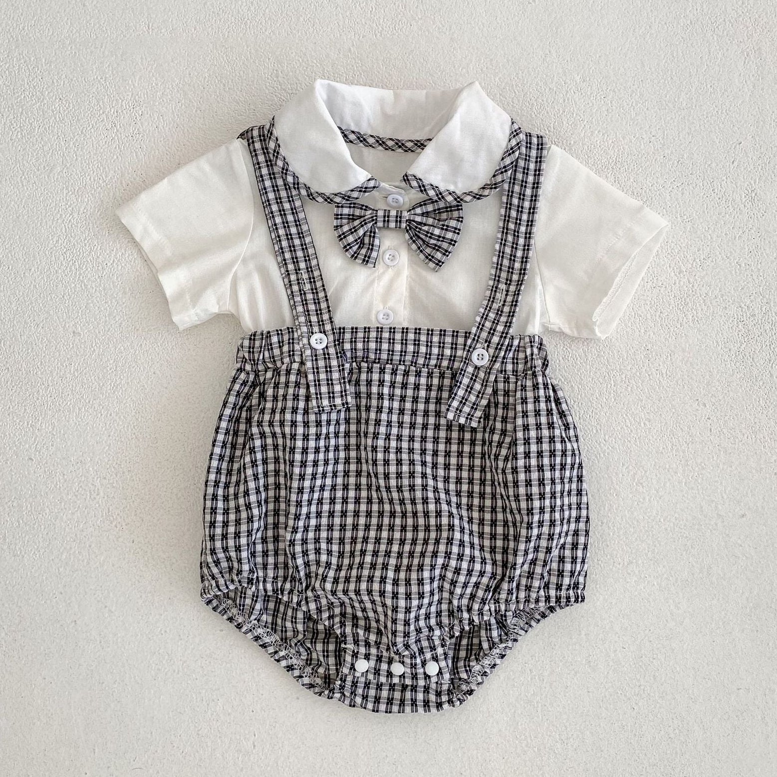 Dapper Check Bowtie Romper