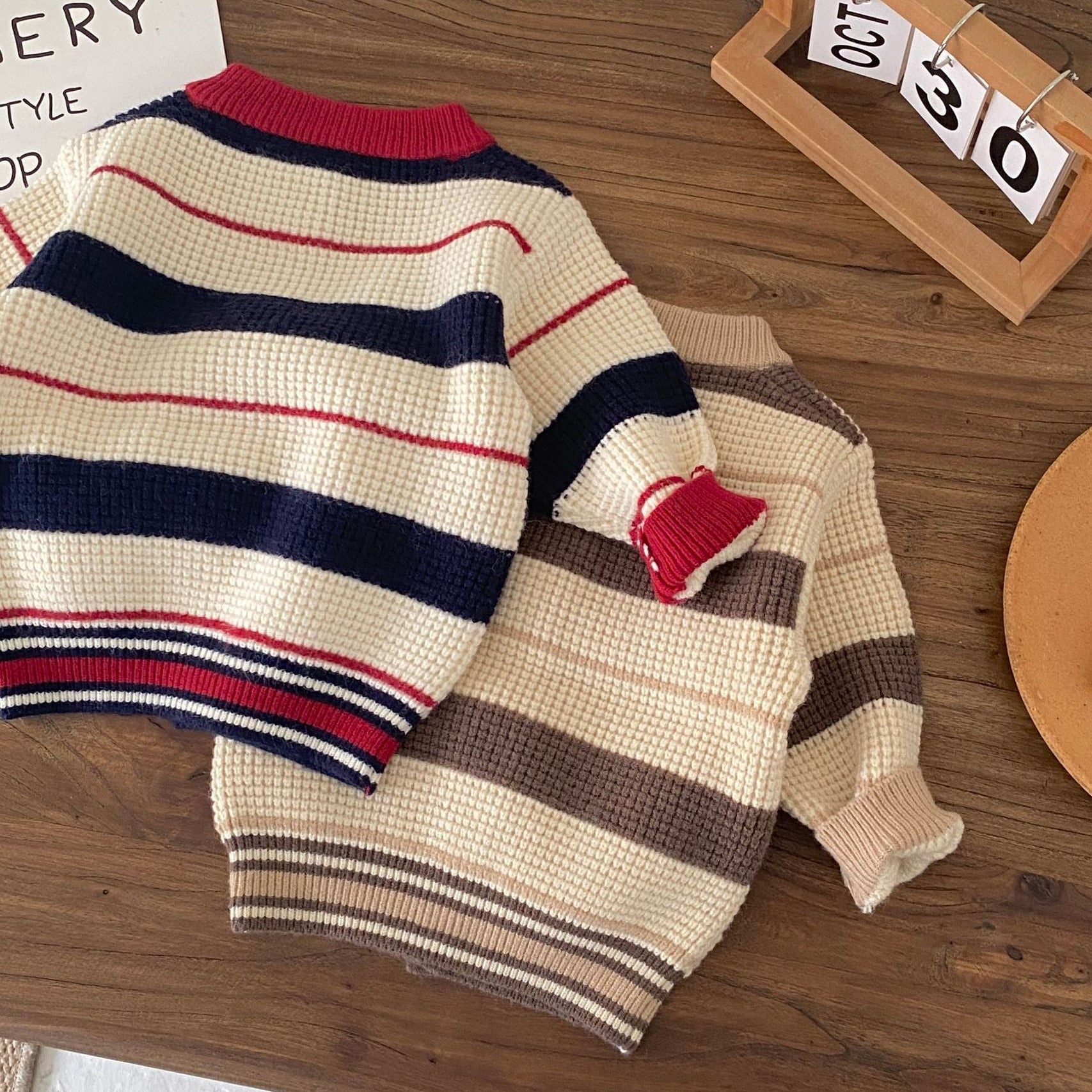Cozy Stripe Knit Cardigan Set