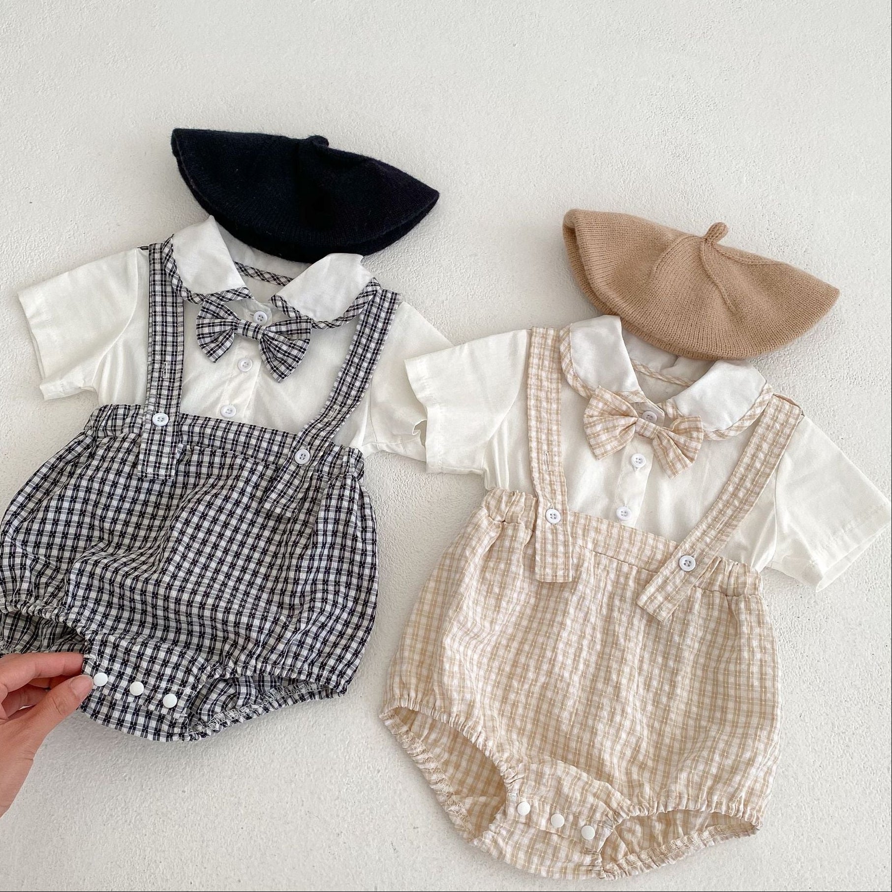 Dapper Check Bowtie Romper