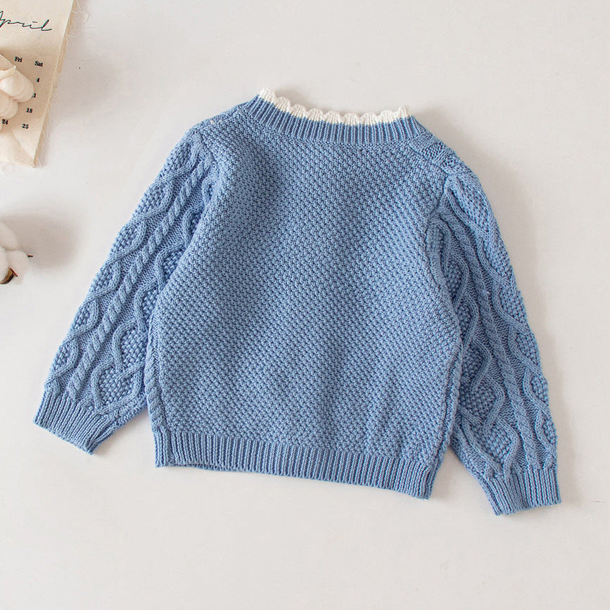 Embroidered Cable Knit Cardigan