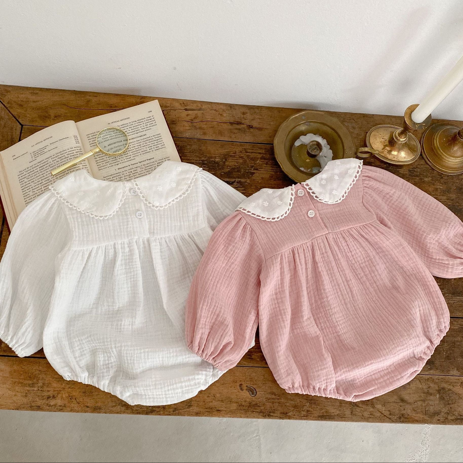 Floral Embroidered Cotton Gauze Romper