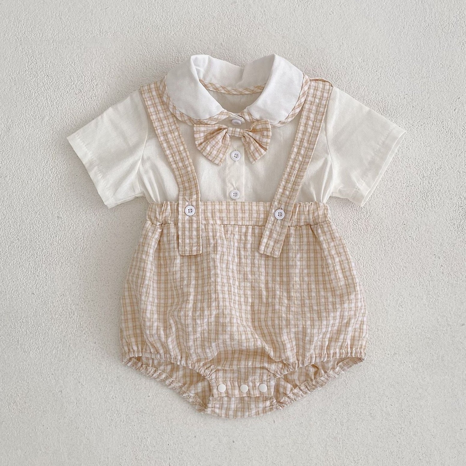 Dapper Check Bowtie Romper