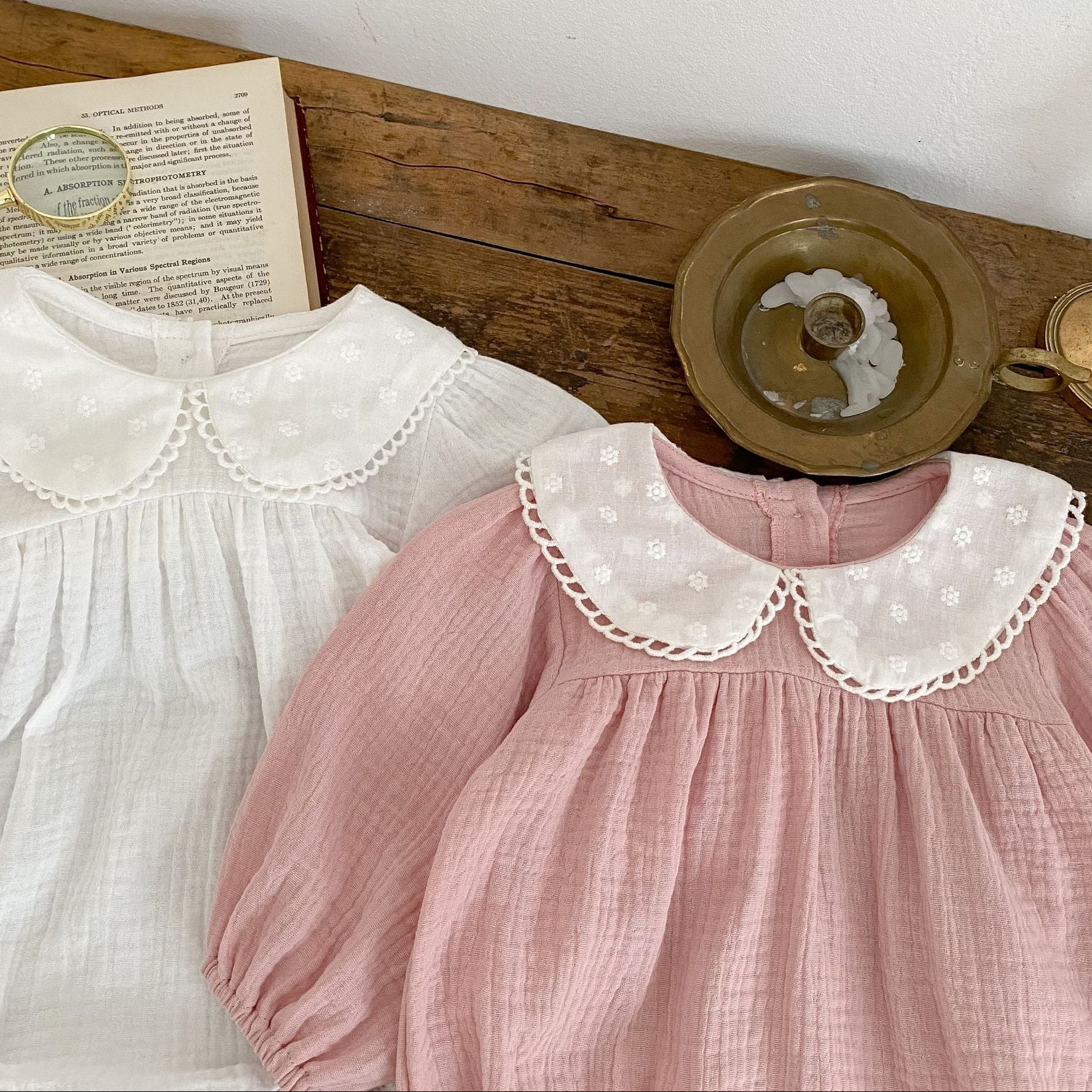 Floral Embroidered Cotton Gauze Romper