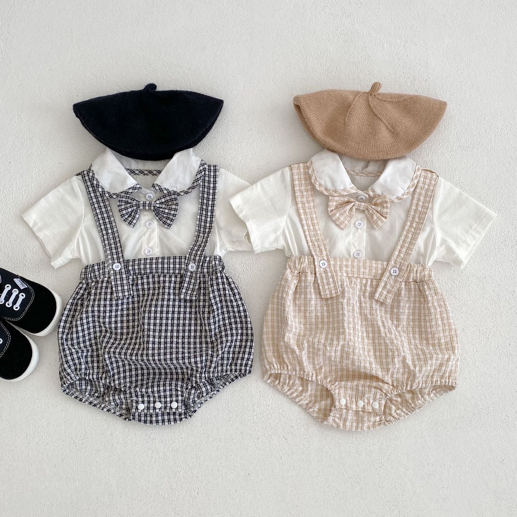 Dapper Check Bowtie Romper