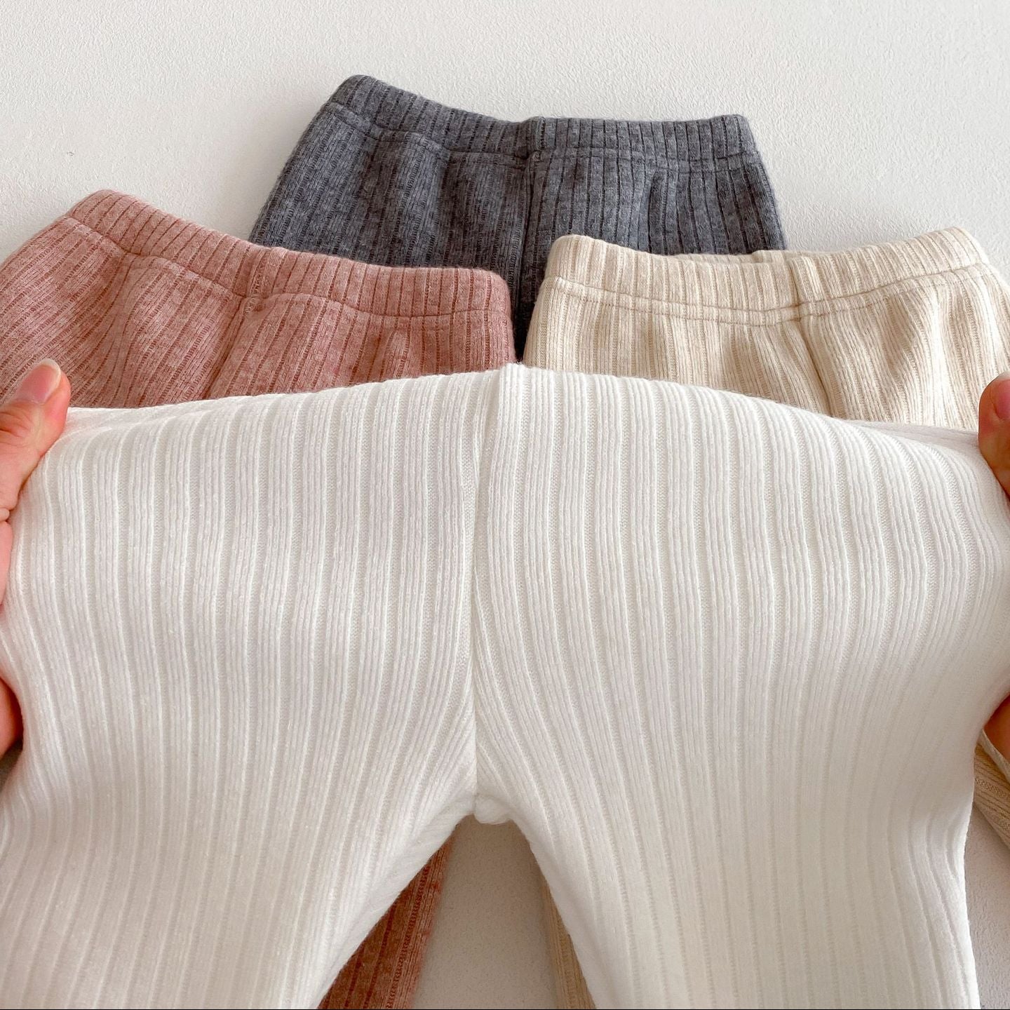 Ruffle Bow-Tie Ribbed Fleece Leggings (4 Colors)