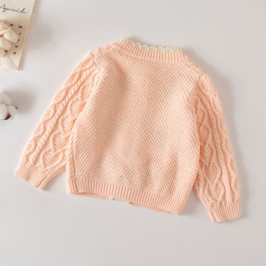 Embroidered Cable Knit Cardigan