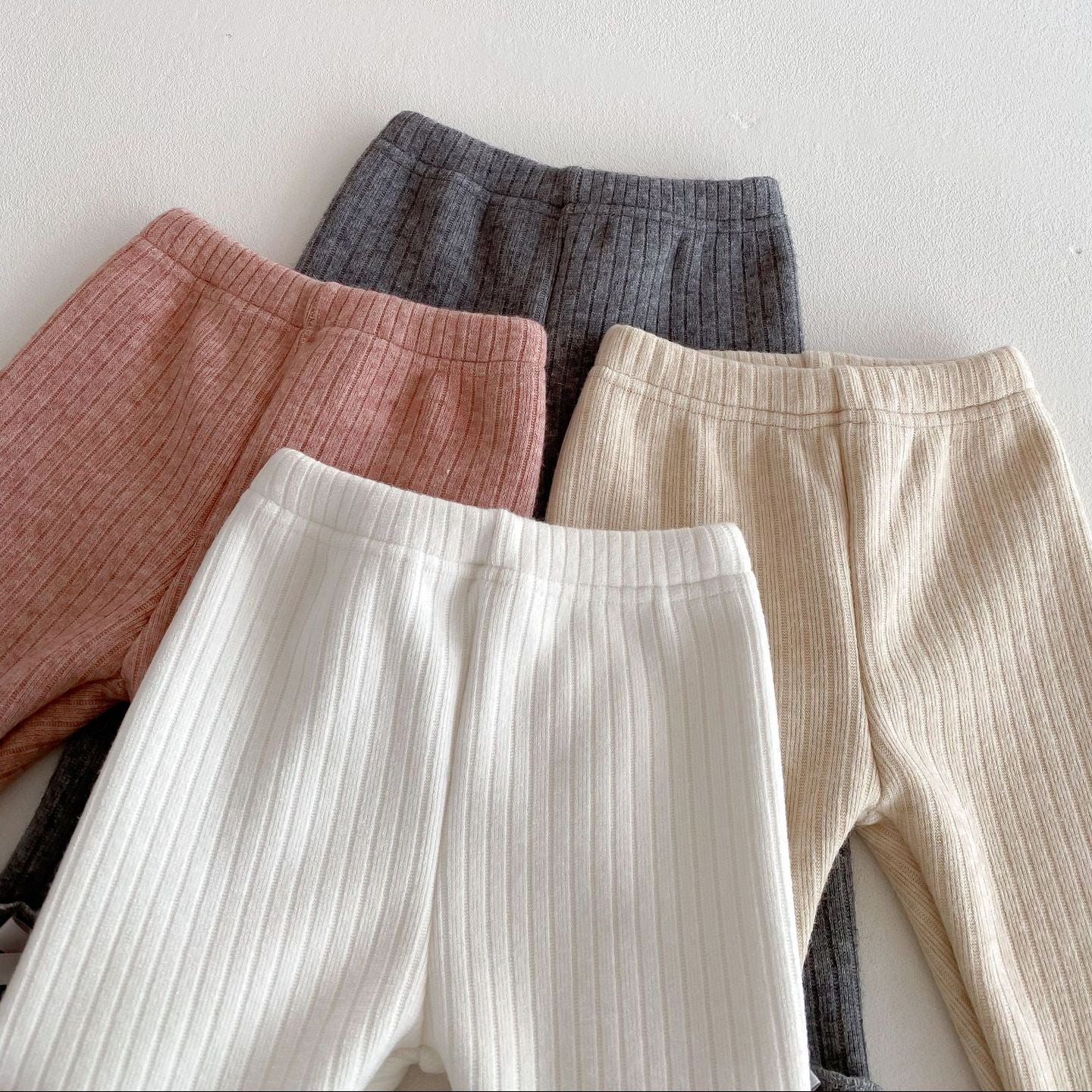 Ruffle Bow-Tie Ribbed Fleece Leggings (4 Colors)