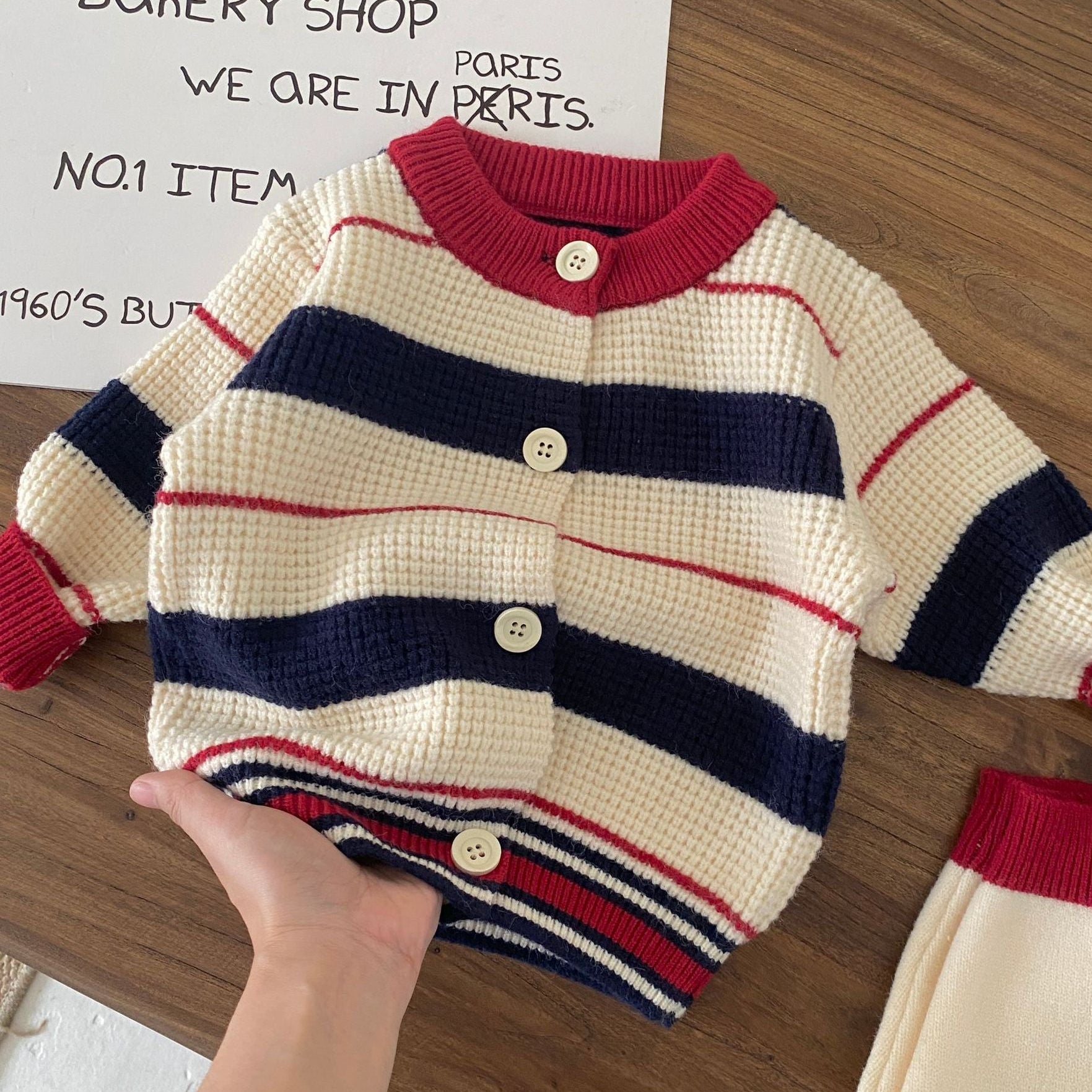 Cozy Stripe Knit Cardigan Set